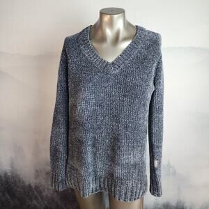 Orvis Chenille Super Soft Blue V-Neck Sweater | Women's Small